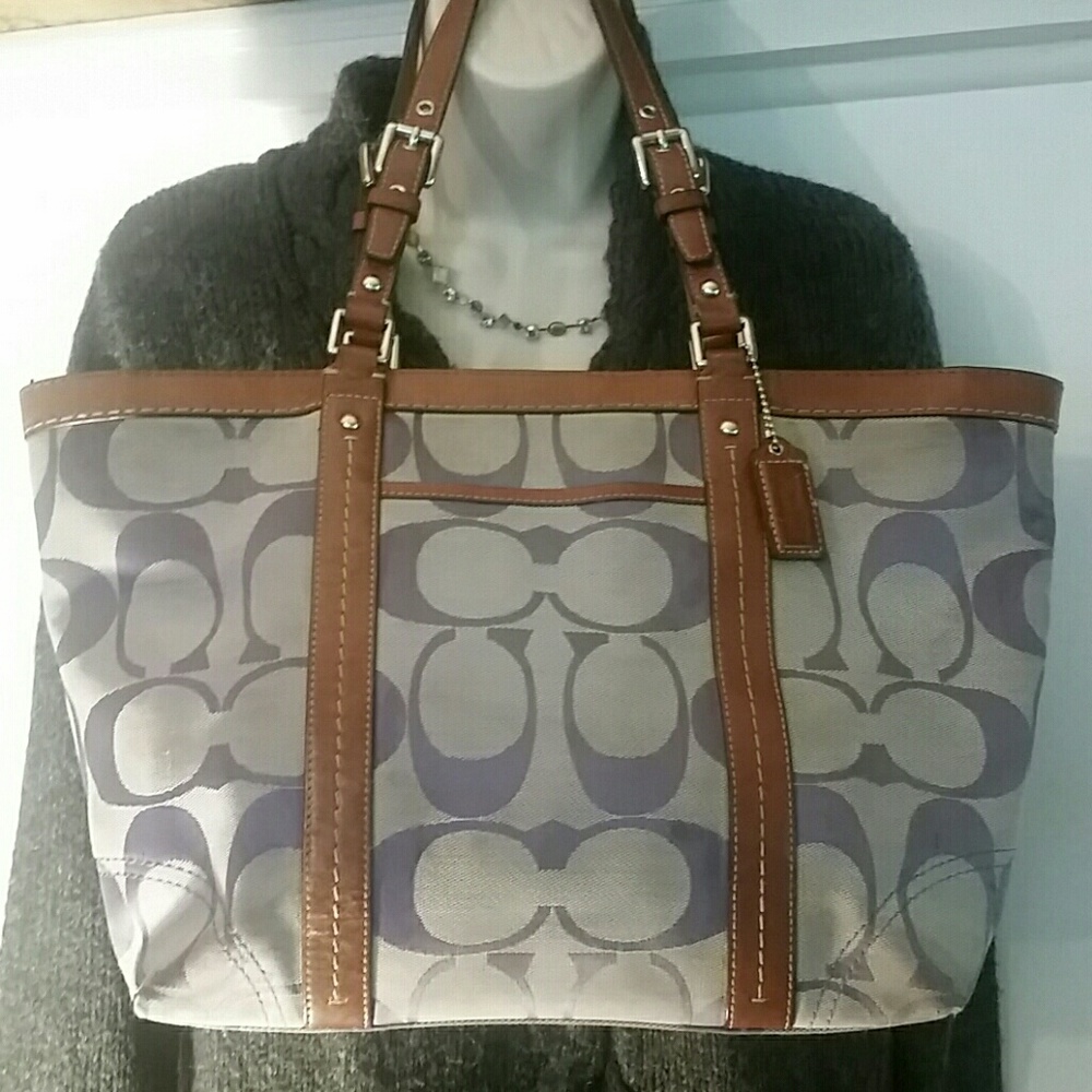 Coach Tan & Lilac Tote